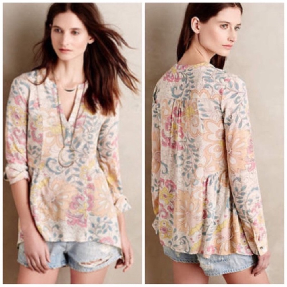 Maeve Pastel Floral Tunic Top